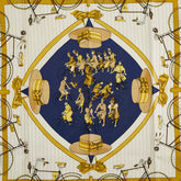 エルメス カレ90 LES BECANES 自転車 スカーフ ホワイト ネイビー マルチカラー シルク レディース HERMES 【中古】